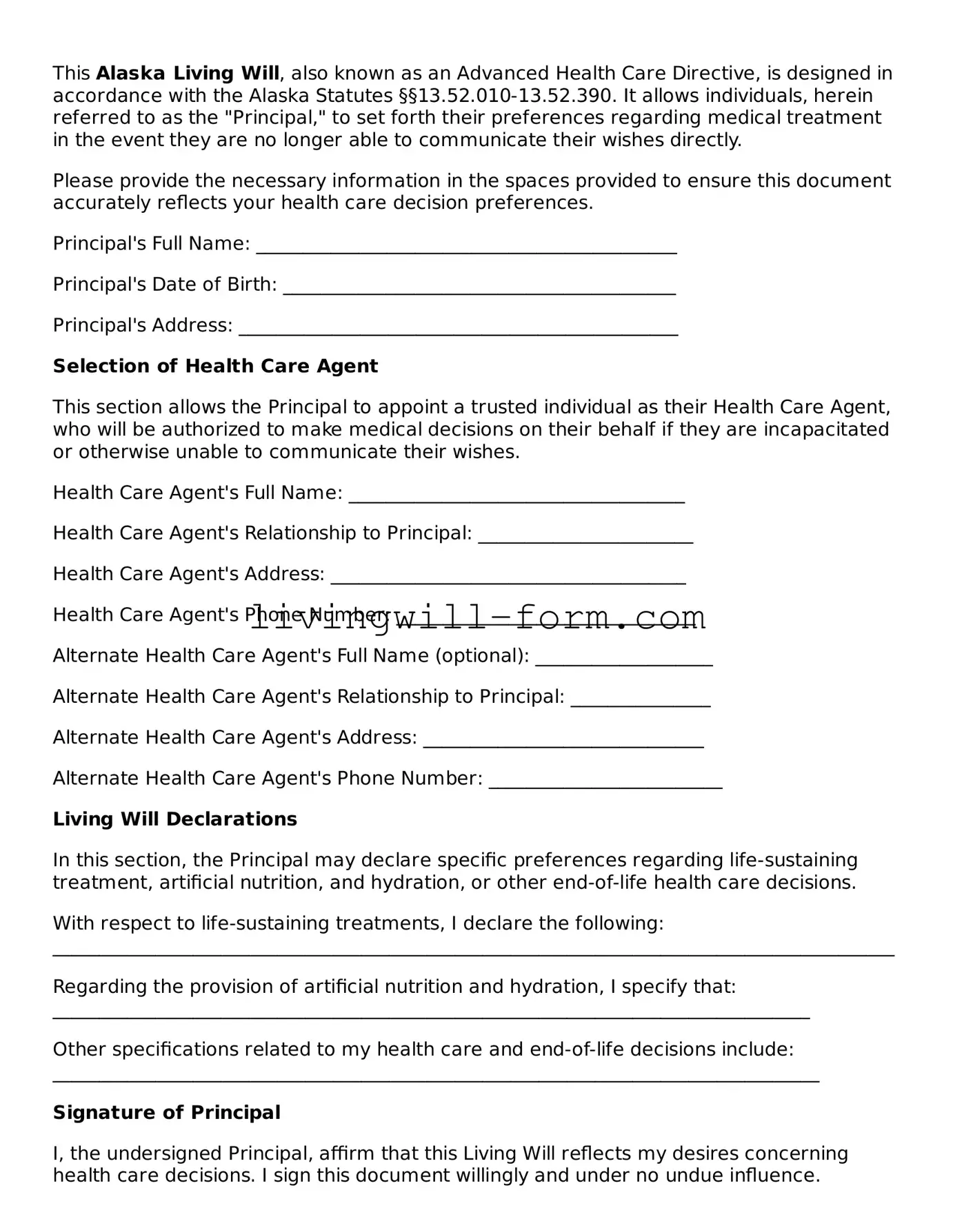 Attorney-Verified Alaska Living Will Template