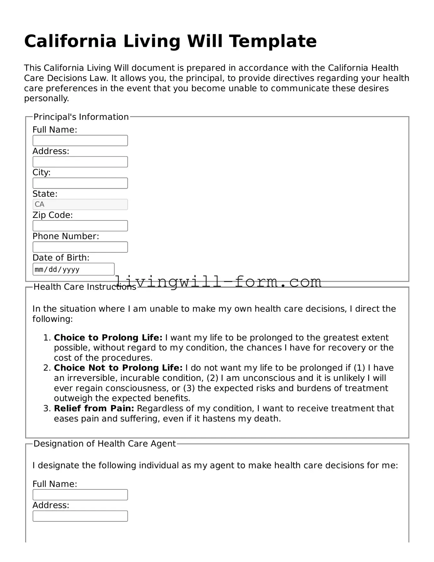 Attorney-Verified California Living Will Template