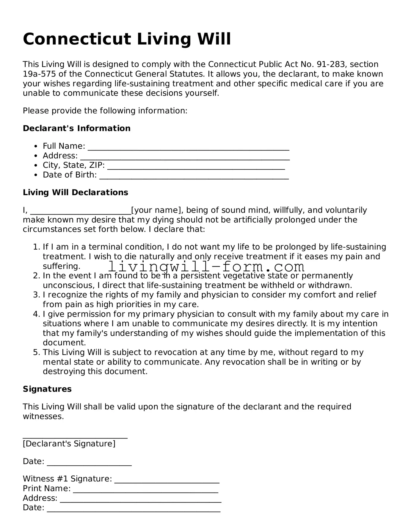Attorney-Verified Connecticut Living Will Template