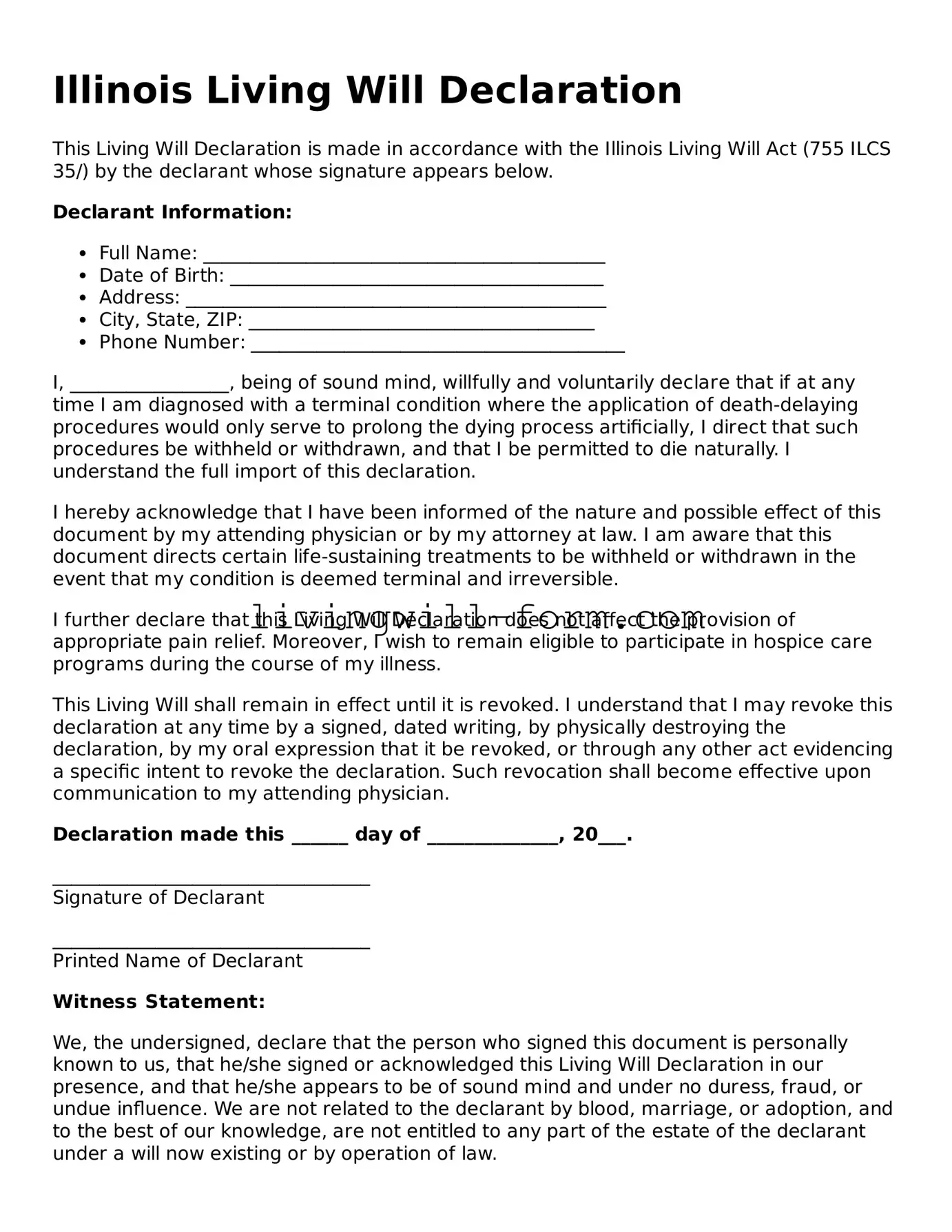 Attorney-Verified Illinois Living Will Template