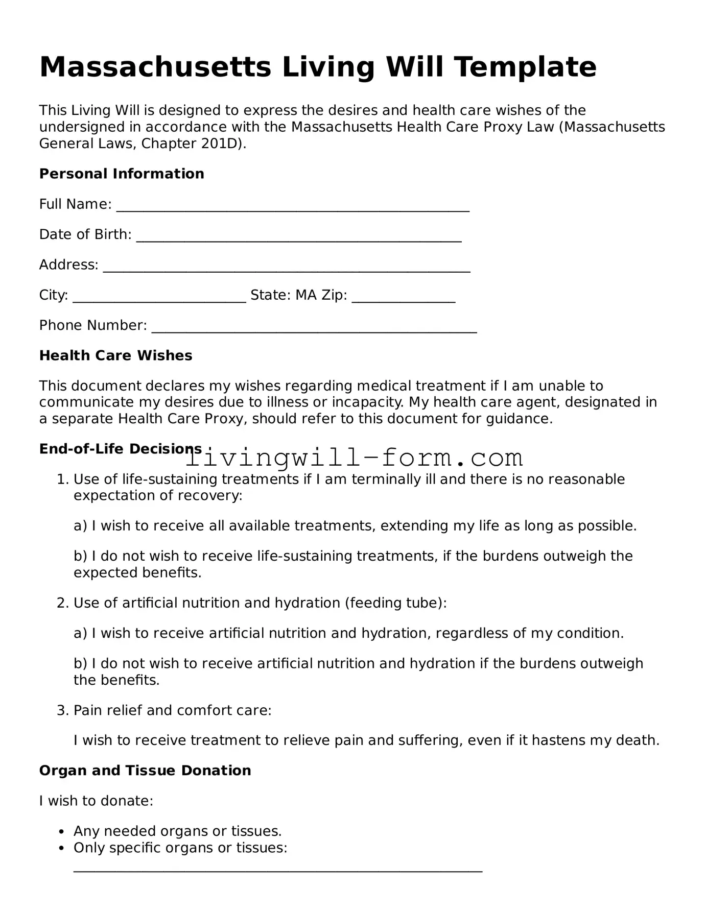 Attorney-Verified Massachusetts Living Will Template