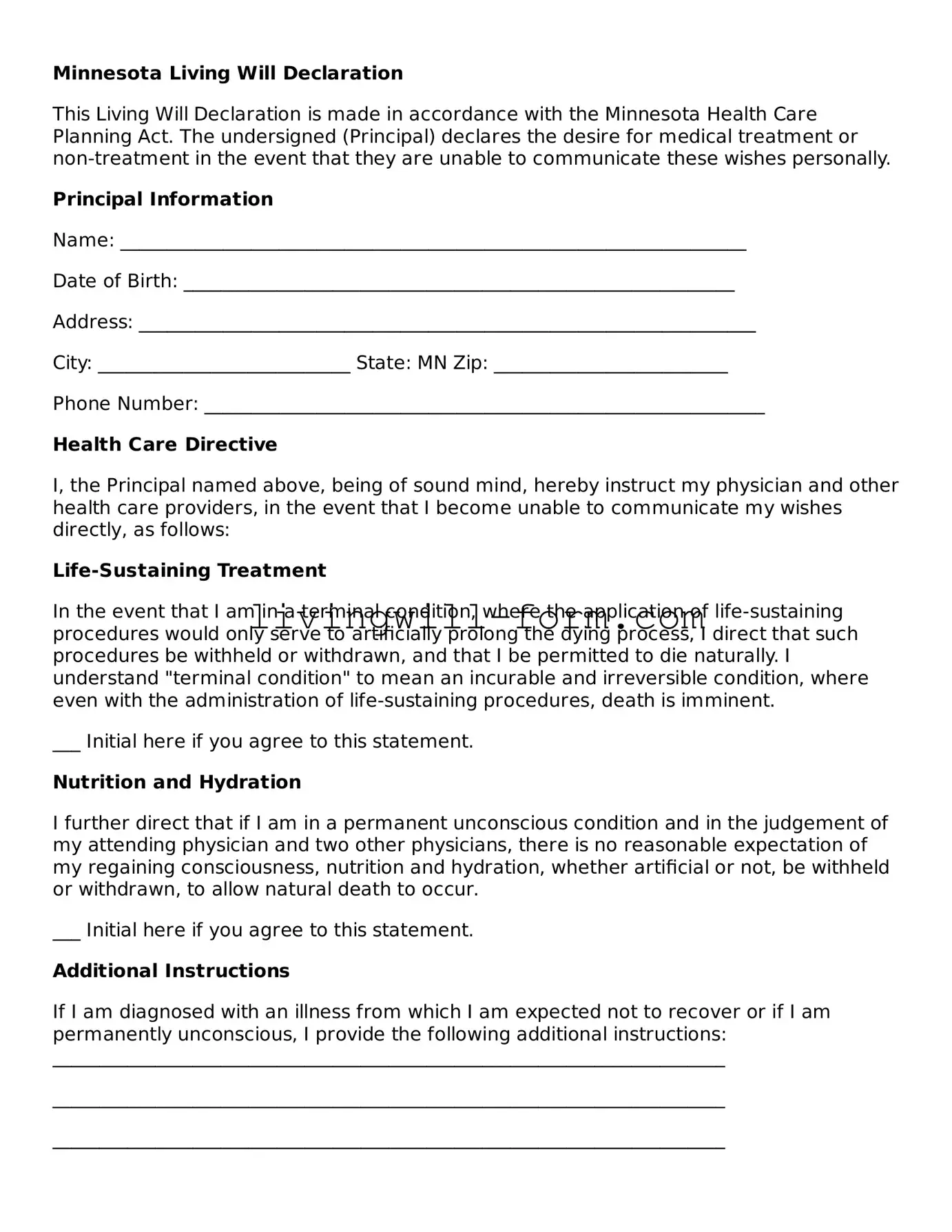 Attorney-Verified Minnesota Living Will Template