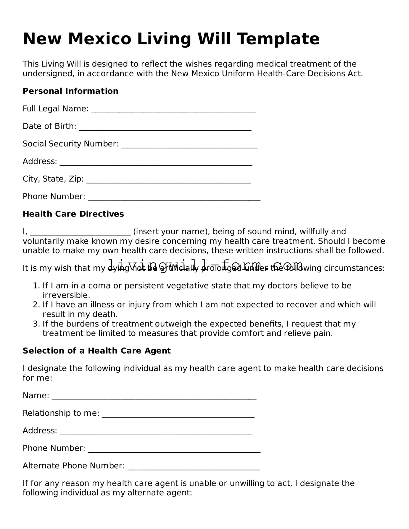 Attorney-Verified New Mexico Living Will Template