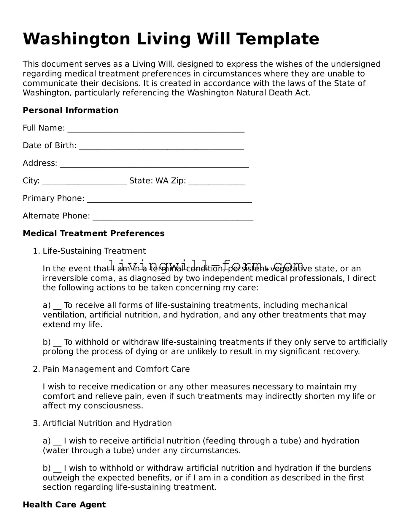 Attorney-Verified Washington Living Will Template